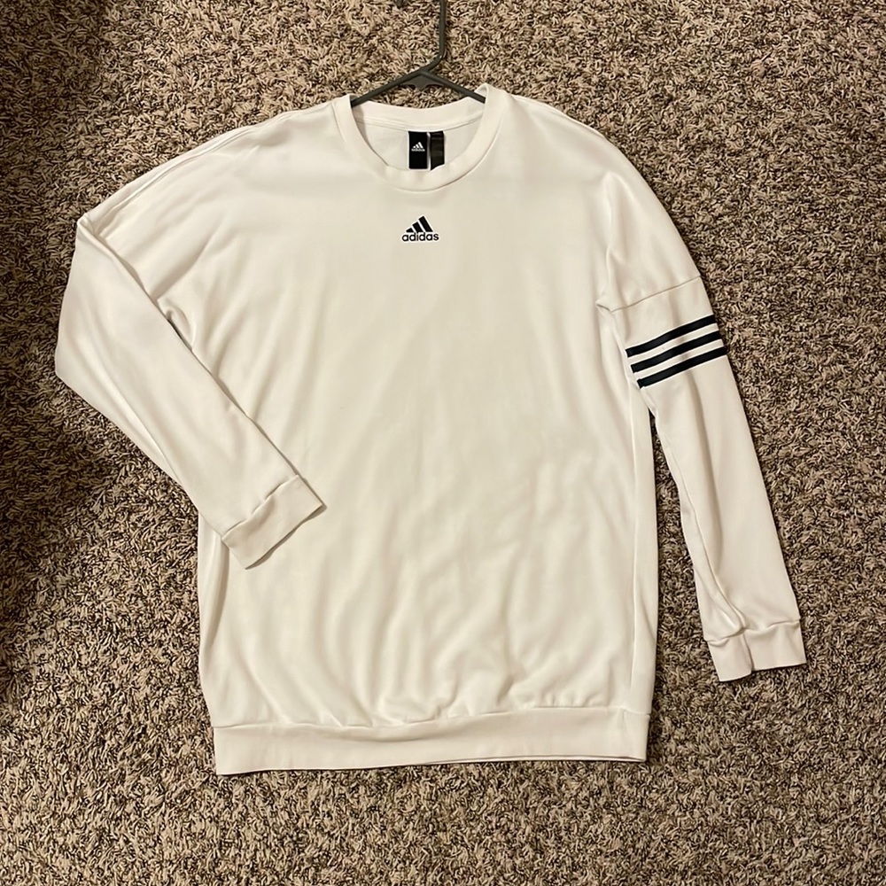 White adidas long sleeve light sweater